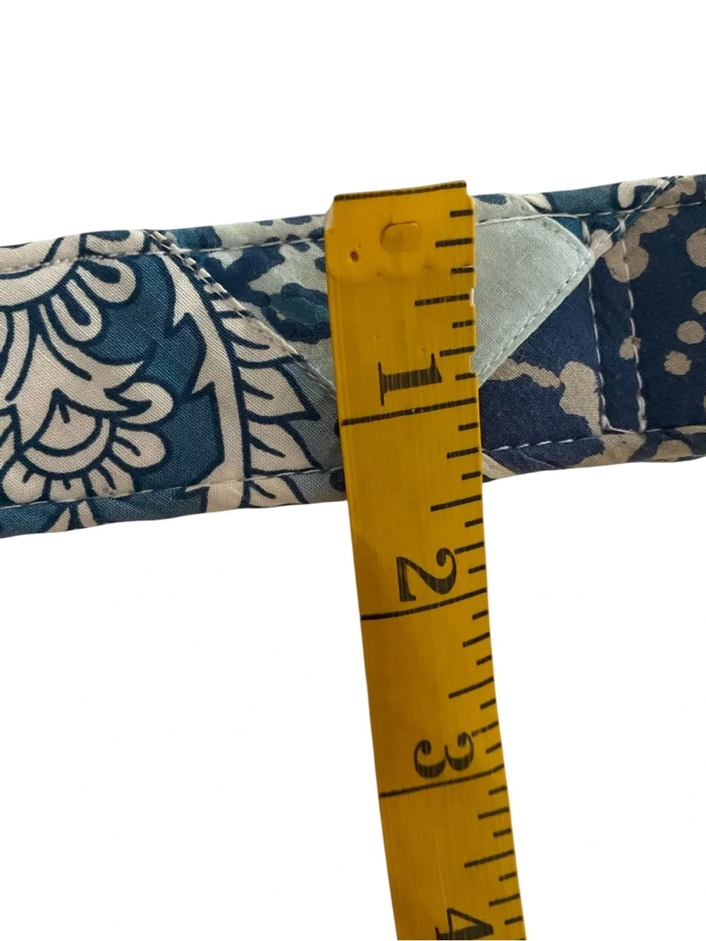 J. Crew Cotton Patchwork Belt Blue D-Ring 1.5” W x 40” L Preppy Boho - Picture 4 of 7